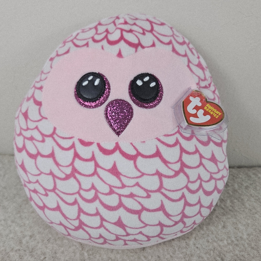 2022 TY Squishy Beanies PINKY the Flamingo Pillow 9 inch